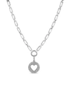 Sheryl Lowe Diamond Open Heart Pendant On Soho Chain In Sterling Silver