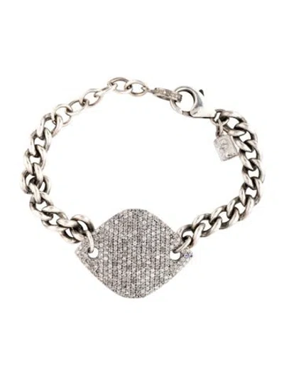 Pre-owned Sheryl Lowe Diamond Pavé Evil Eye Curb Chain Bracelet, 7" In Multicolor