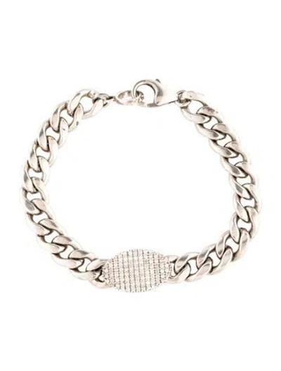 Pre-owned Sheryl Lowe Diamond Pavé Oval Curb Link Bracelet, 7.25" In Multicolor