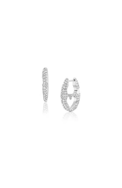 Sheryl Lowe Diamond Puffy Heart Mariner Link Hoop