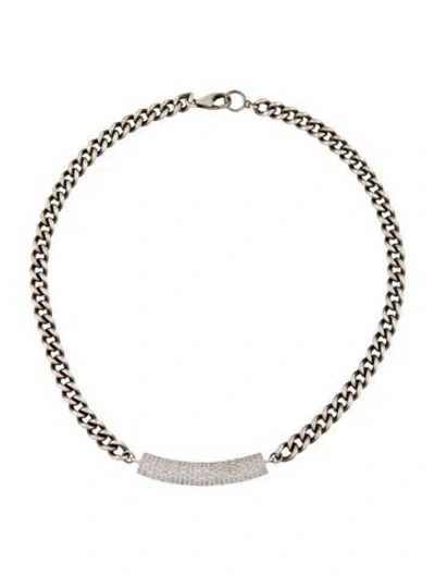 Pre-owned Sheryl Lowe Diamond Short Curb Chain Necklace, 15" In Multi