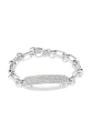 Sheryl Lowe Diamond Small Id Tag On Soho Chain Bracelet In Sterling Silver