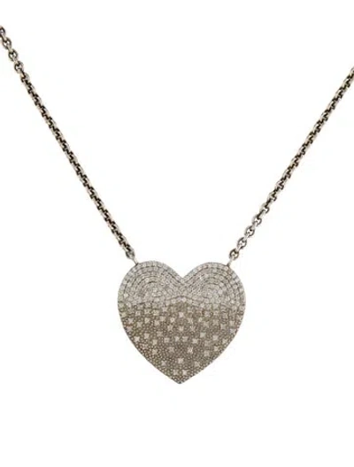 Pre-owned Sheryl Lowe Diamond Stardust Heart Pendant Necklace, 18" In Multi