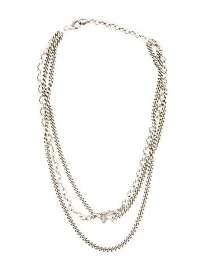 Pre-owned Sheryl Lowe Diamond Strength, Beauty And Power Triple Layer Chain Necklace, 18.5" In Multi