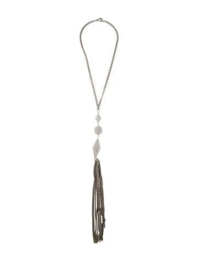 Pre-owned Sheryl Lowe Diamond Tassel Lavalier Necklace, 17" In Multi