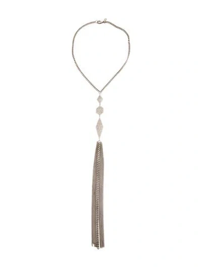 Pre-owned Sheryl Lowe Diamond Tassel Lavalier Necklace, 18" In Multicolor