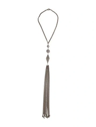 Pre-owned Sheryl Lowe Diamond Tassel Pendant Necklace, 18" In Multicolor