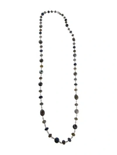 Pre-owned Sheryl Lowe Diamond ,tourmalated Quartz, Opal & Labradorite Beaded Necklace, 45" In Multi
