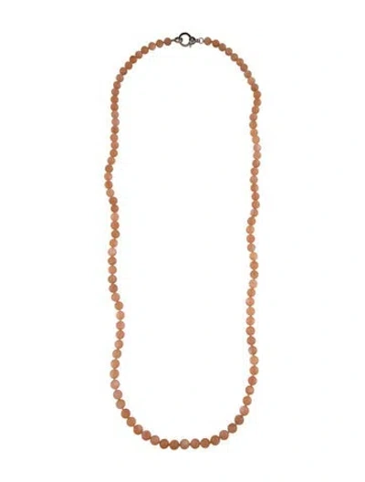 Pre-owned Sheryl Lowe Diamond-accented Sunstone Moonstone Bead Necklace, 35" In Multi