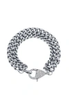 Sheryl Lowe Double Curb Chain Bracelet With Diamond Lobster Clasp In Sterling Silver