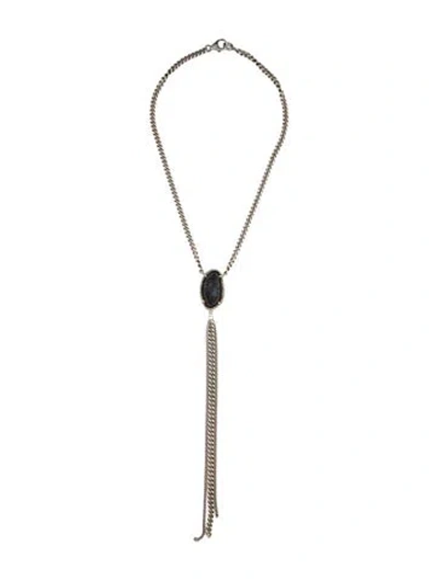 Pre-owned Sheryl Lowe Druzy & Diamond Lavalier Necklace, 18" In Multi