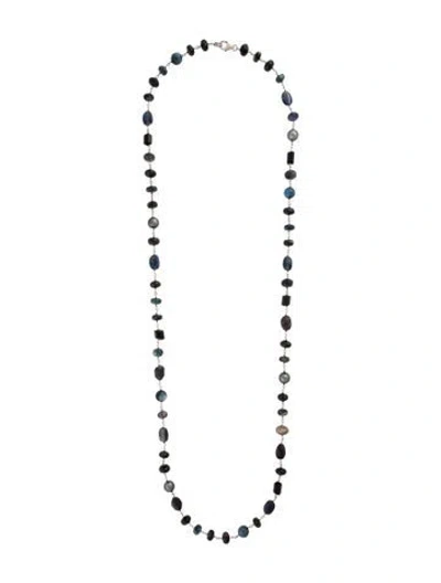Pre-owned Sheryl Lowe Dyed Pearl, Multistone & Diamond Long Bead Necklace, 43.5"