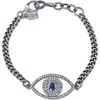 Sheryl Lowe Evil Eye Curb Chain Bracelet In Sterling Silver