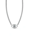 Sheryl Lowe Evil Eye Curb Chain Necklace In Sterling Silver