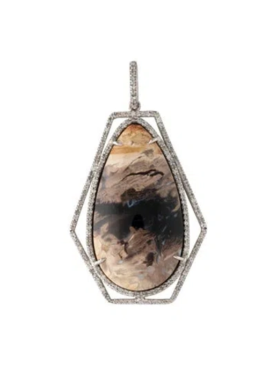 Pre-owned Sheryl Lowe Fossilized Palm Root & Diamond Pendant In Multicolor