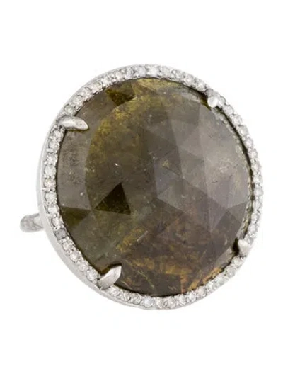 Pre-owned Sheryl Lowe Garnet & Diamond Cocktail Ring In Multi