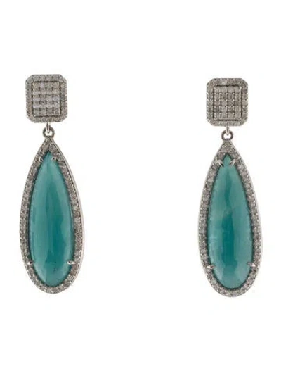 Pre-owned Sheryl Lowe Grandidierite & Diamond Drop Earrings In Multi