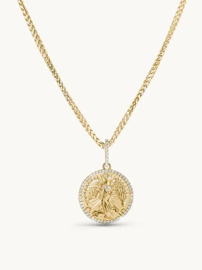 Sheryl Lowe Guardian Angel Coin Pendant Necklace In Gold