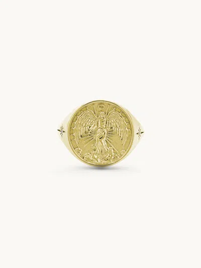 Sheryl Lowe Guardian Angel Signet Ring In Gold