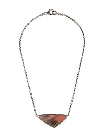 Pre-owned Sheryl Lowe Hydrogrossular Garnet & Diamond Pendant Necklace, 18" In Multi