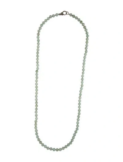 Pre-owned Sheryl Lowe Jadeite & Diamond Clasp Beaded Necklace, 36" In Multicolor
