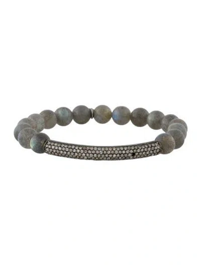 Pre-owned Sheryl Lowe Labradorite & Diamond Bar Bracelet, 6.5" In Multi