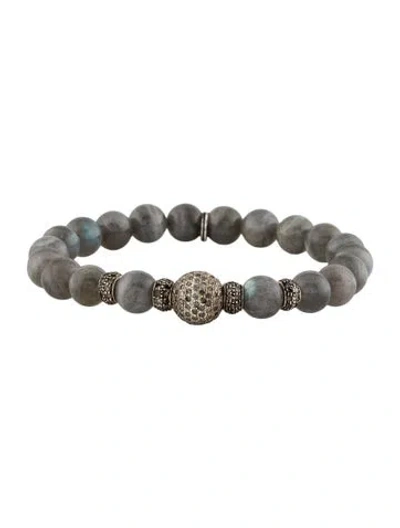 Pre-owned Sheryl Lowe Labradorite & Diamond Bead Bracelet, 6" In Multi