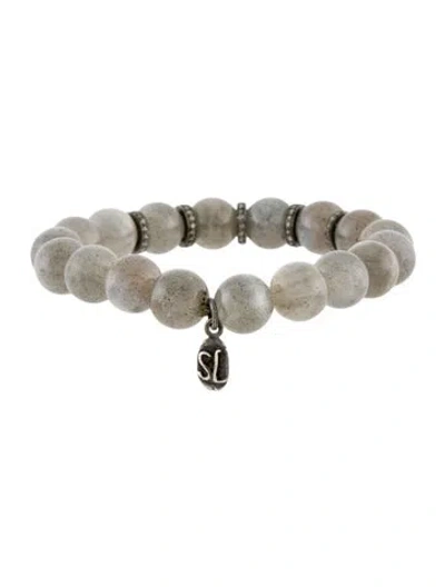 Pre-owned Sheryl Lowe Labradorite & Diamond Bead Bracelet, 6.25" In Multi