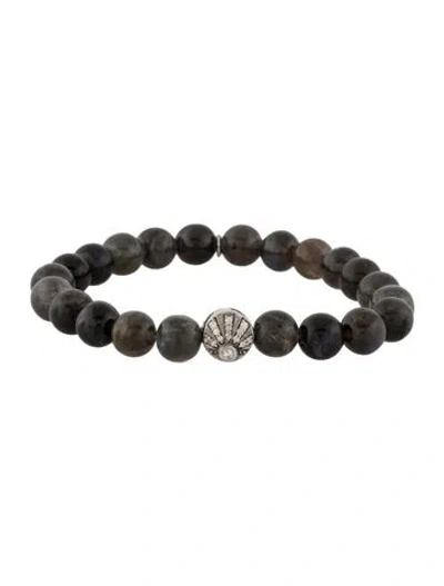 Pre-owned Sheryl Lowe Labradorite & Diamond Bead Bracelet, 6.25" In Multicolor