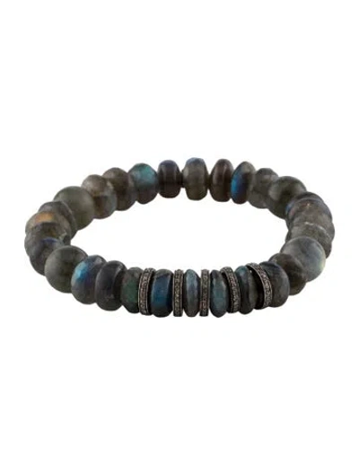 Pre-owned Sheryl Lowe Labradorite & Diamond Bead Bracelet, 6.5" In Multi