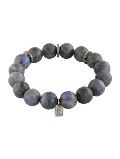 Pre-owned Sheryl Lowe Labradorite & Diamond Bead Bracelet, 6.5" In Multi