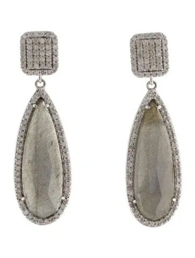 Pre-owned Sheryl Lowe Labradorite & Diamond Drop Earrings In Multi