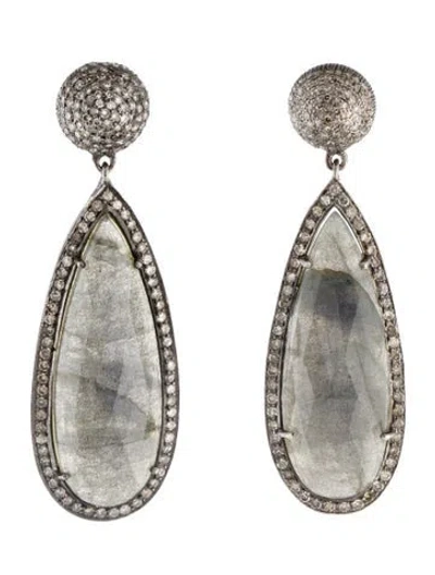 Pre-owned Sheryl Lowe Labradorite & Diamond Drop Earrings In Multi