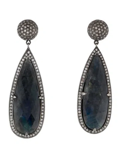 Pre-owned Sheryl Lowe Labradorite & Diamond Drop Earrings In Multi