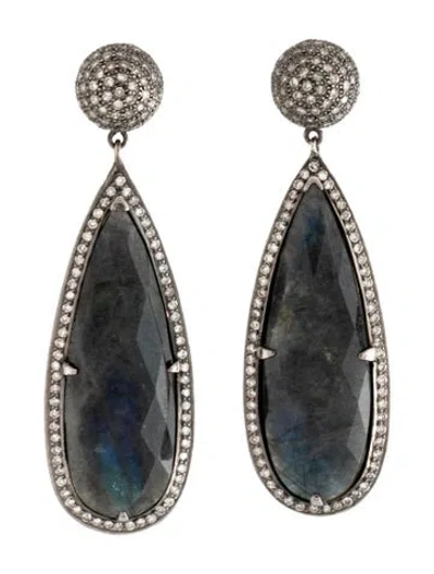 Pre-owned Sheryl Lowe Labradorite & Diamond Drop Earrings In Multicolor