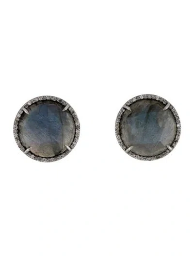 Pre-owned Sheryl Lowe Labradorite & Diamond Halo Stud Earrings In Multicolor