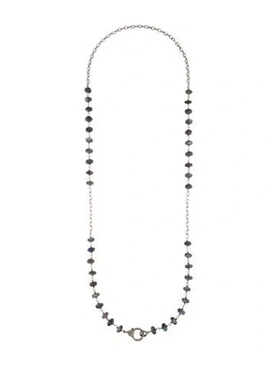 Pre-owned Sheryl Lowe Labradorite & Diamond Long Necklace, 36.5" In Multi