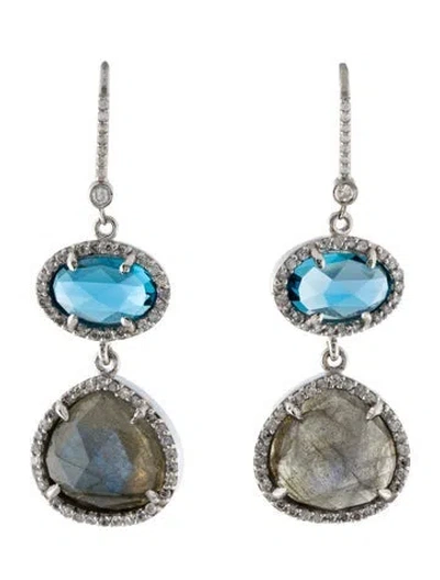 Pre-owned Sheryl Lowe Labradorite, Topaz & Diamond Drop Earrings In Multi