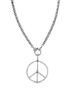 Sheryl Lowe Long Peace Sign Pendant Necklace In Sterling Silver