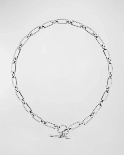 Sheryl Lowe Medium Gwyneth Oval Link Toggle Necklace In Silver