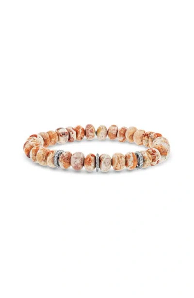 Sheryl Lowe Mexican Fire Opal 8mm Bead Bracelet With 3 Diamond Rondelles In Multi