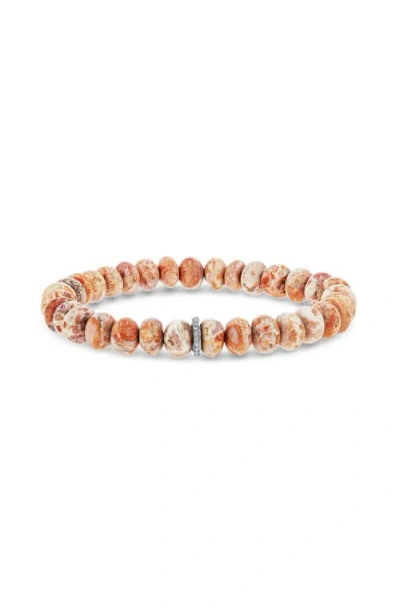 Sheryl Lowe Mexican Fire Opal 8mm Bead Bracelet With Diamond Rondelle In Fire Opal/sterling Silver