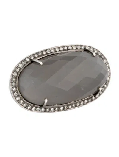 Pre-owned Sheryl Lowe Moonstone & Diamond Cocktail Ring In Multicolor