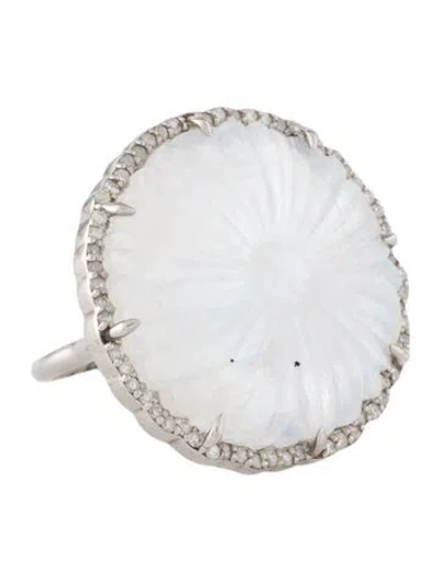 Pre-owned Sheryl Lowe Moonstone & Diamond Daisy Cocktail Ring In Multi