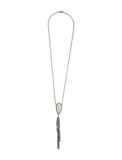 Pre-owned Sheryl Lowe Moonstone & Diamond Tassel Pendant Necklace, 33" In Multi