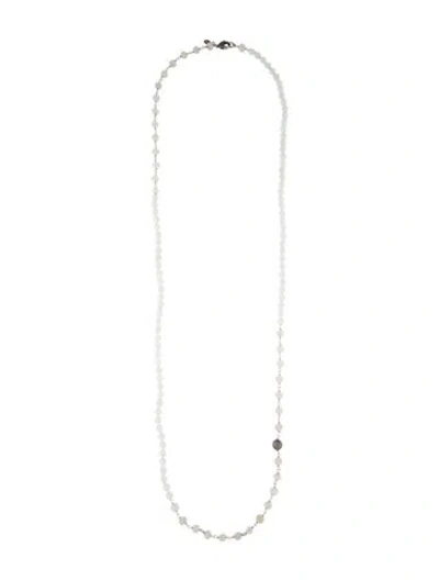 Pre-owned Sheryl Lowe Moonstone Labradorite & Diamond Beaded Necklace, 45.5" In Multi