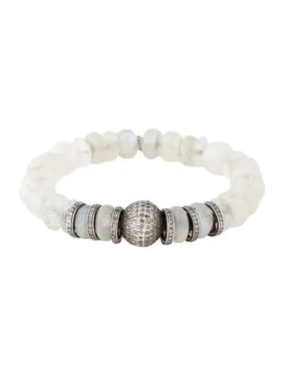 Pre-owned Sheryl Lowe Moonstone Labradorite & Diamond Bracelet, 6.75" In Multicolor