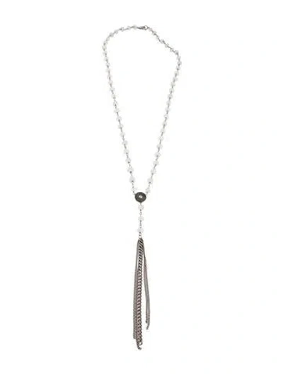 Pre-owned Sheryl Lowe Moonstone Labradorite & Diamond Lavalier Necklace, 32" In Multi
