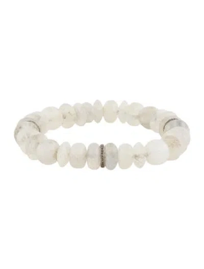 Pre-owned Sheryl Lowe Moonstone Labradorite & Diamond Rondelles Bracelet, 7" In Multi