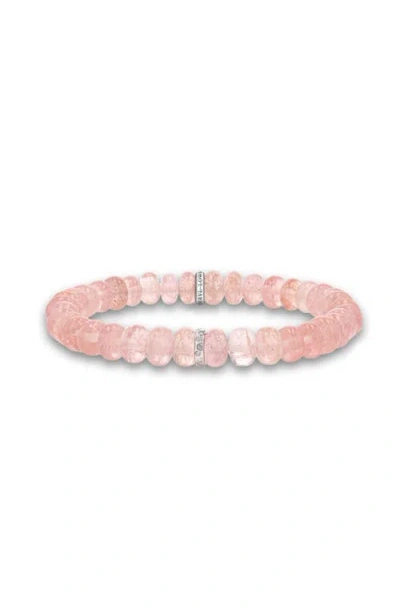 Sheryl Lowe Morganite 8mm Bead Bracelet With 1 Scatter Diamond Rondelle In Pink